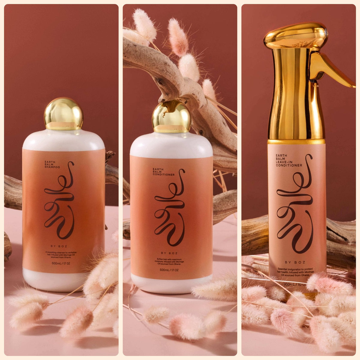 Earth Balm Wash Day Ritual: shampoo, conditioner and leave-in conditioner